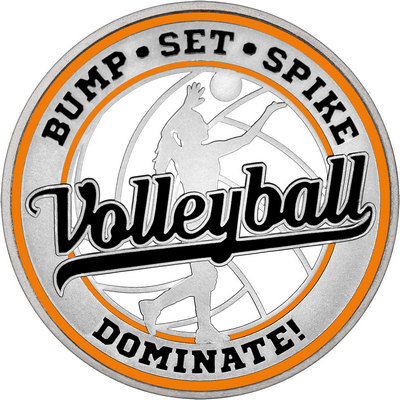 Black "Volleyball" with Orange Outer Circular Borders